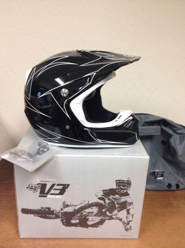 New fox v3 pilot white wall off road helmet - size large - black/white