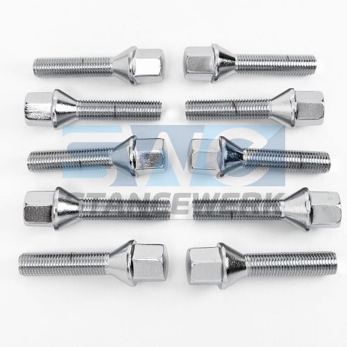 Swe 10pc cone seat lug bolts 12x1.5 47mm shank length chrome