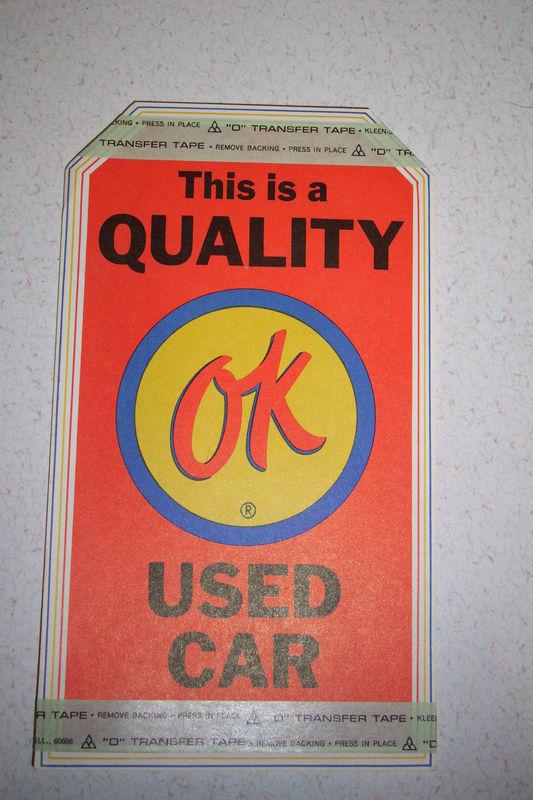  vintage chevrolet ok used car window sticker dated sign nos