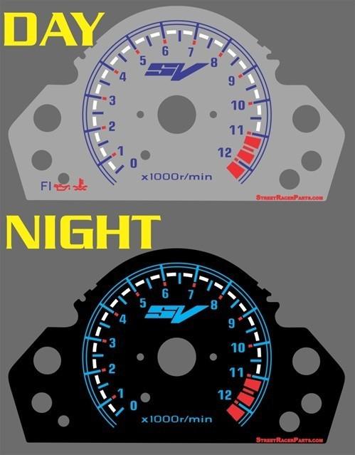 Suzuki sv650 sv 650 s 2003 2004 2005 silver face glow gauge mph kmh custom