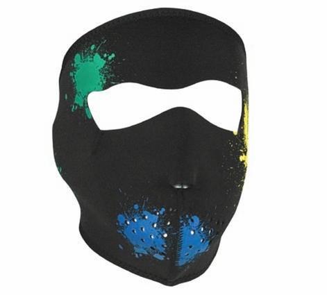 Glow in the dark motorcycle biker, ski mobile neoprene full face mask - splatter