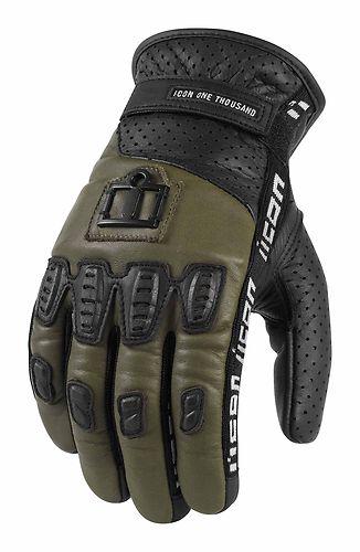 Icon one-thousand/1000 turnbuckle adult leather gloves, green/black, large/lg