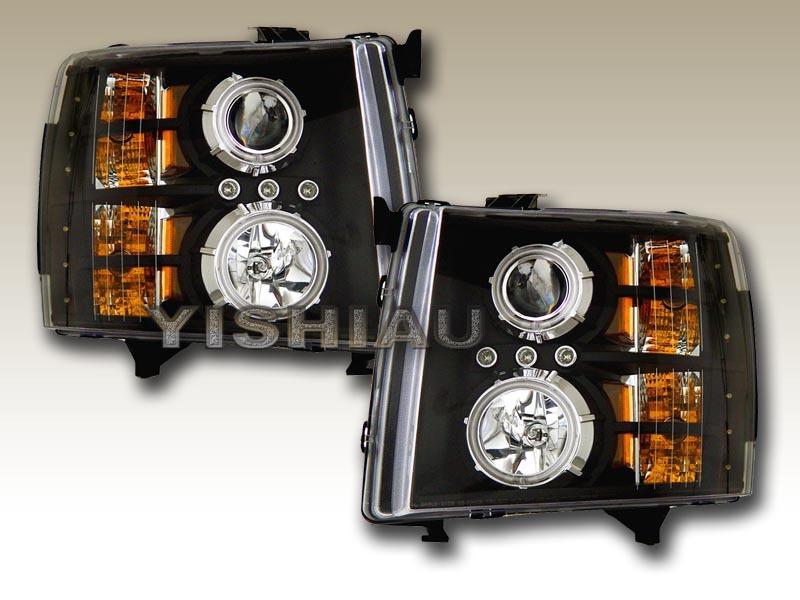 2007-2010 chevy silverado ccfl dual halo projector headlights led black