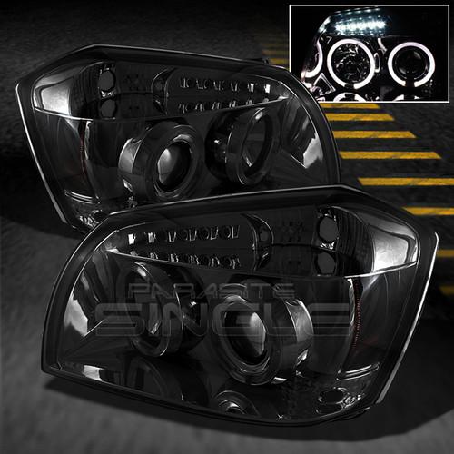 Smoked 05-07 dodge magnum dual halo projector led headlights lamps left+right