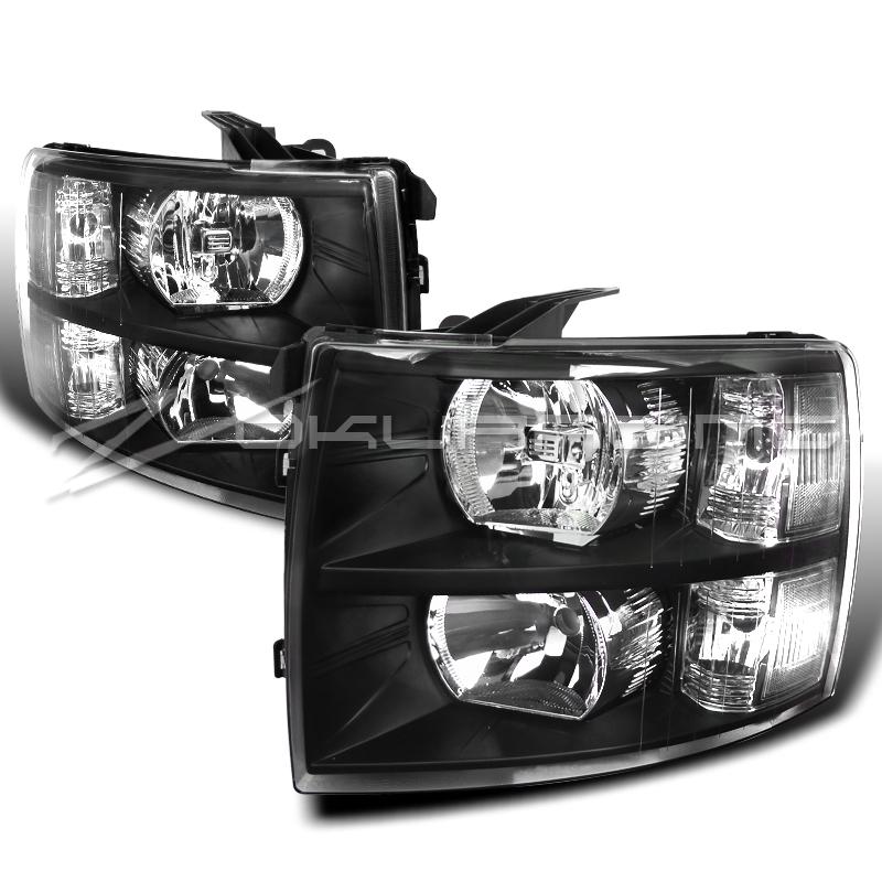 Black 07-12 chevy silverado 1500/2500/3500hd front headlights