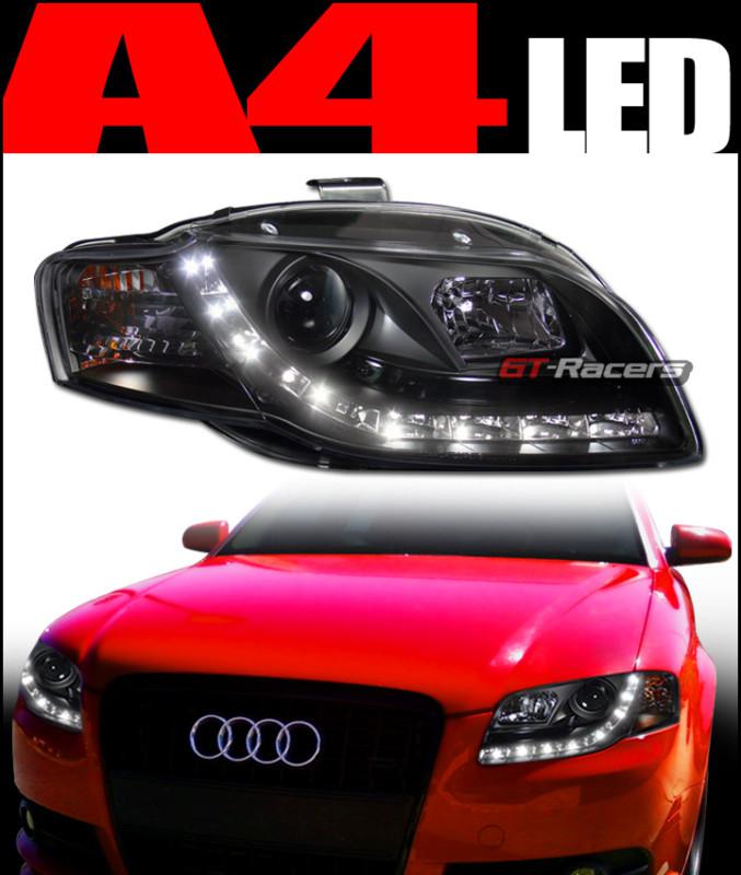 Euro black r drl led projector head lights lamps signal 2006-2008 audi a4 s4 b7