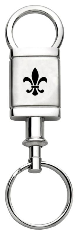 Fleur-de-lis satin-chrome valet keychain / key fob engraved in usa genuine