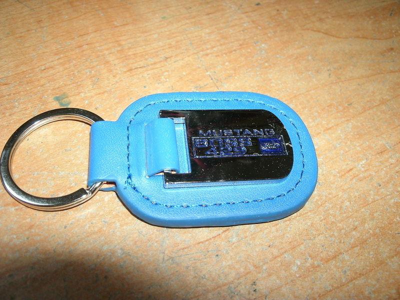 1969 1970 ford mustang boss 429 blue leather keychain keyring metal chrome nice