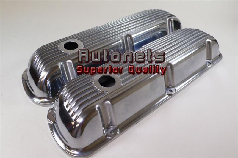 Sbf polished aluminum finned v8 351w 260 289 302 valve cover hot street rod rat