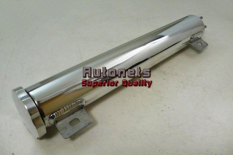 17" polished aluminum radiator overflow tank universal fit twist in cap