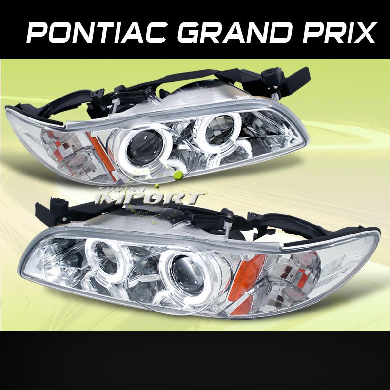 1997-2003 pontiac grand prix 2/4 dr chrome amber dual halo projector headlights