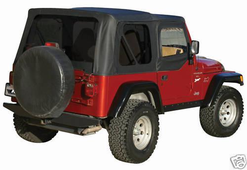 Black 97-2006 jeep wrangler replacement soft top + upper skins