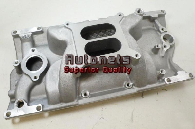 Small block chevy vortec satin aluminum dual plane square bore intake manifold