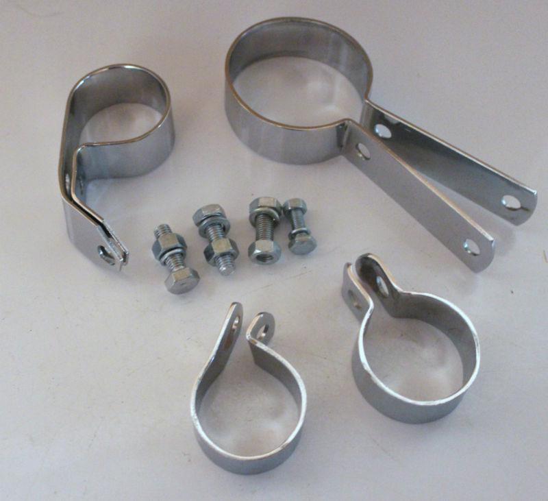 Harley 45" flathead 4 exhaust clamp set chrome new 65511-32c (331)