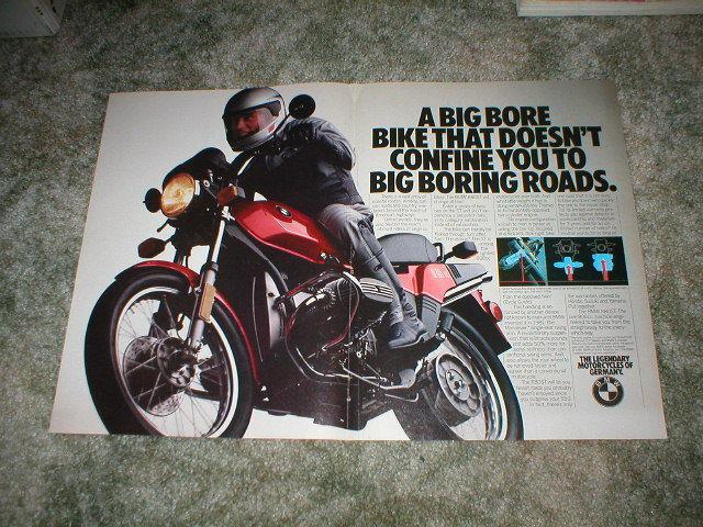 1984 bmw motorcycle centerfold ad r80st model  11 x 16  800cc