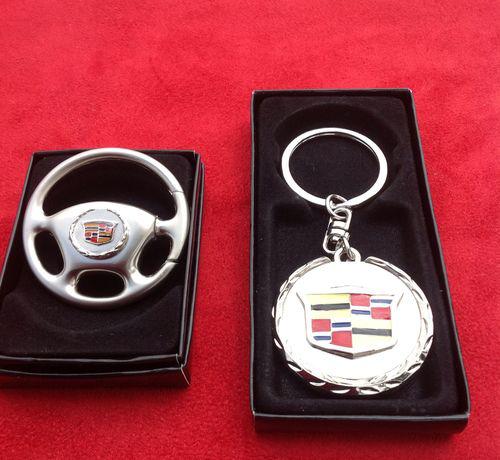 Cadillac key chain 2 pc. set. steering wheel and classic key chain. 2-4 delivery