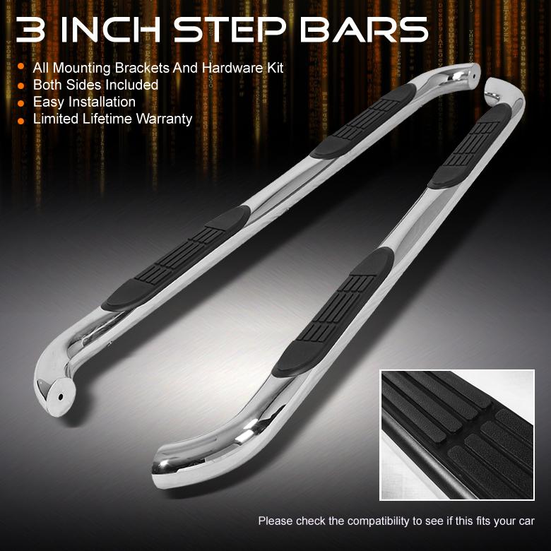 08-13 land cruiser 3" polished stainless steel side step bar running board pair