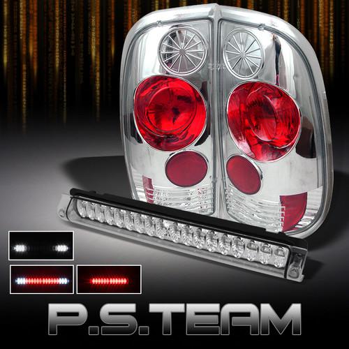 97-03 f-150 99-07 superduty pickup chrome tail lights +full led 3rd brake lamps