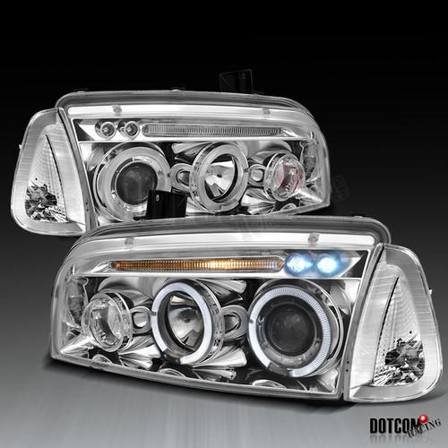 05-10 dodge charger projector headlights+corner signal light chrome