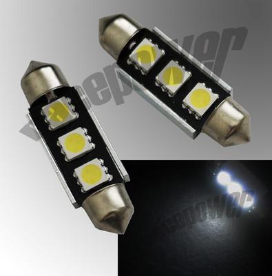 39mm led 3 smd 5050 canbus no-error c5w 239 white festoon light bulbs