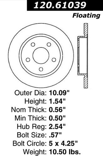 Centric-power slot 126.61039sl stoptech sport rotors continental sable taurus