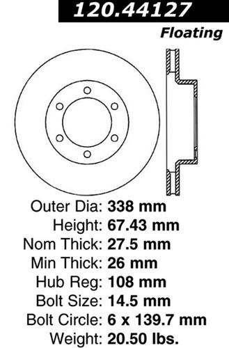 Centric-power slot 127.44127r stoptech sport rotors 03-09 4runner gx470