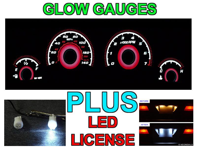 2006-2010 dodge charger & magnum 140mph red glow gauge face + led license bulbs