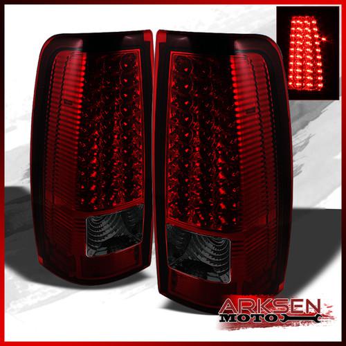 99-02 chevy silverado red smoke led tail lights rear brake lamps set pair new