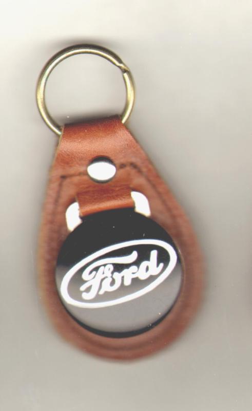 Ford  car logo brown leather key chain ring fob 