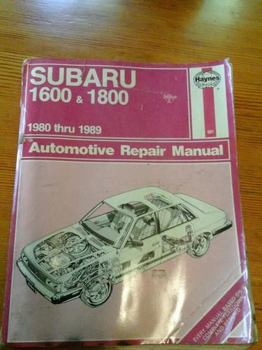 Subaru 1600&1800 repair manual, 1980 thru 1989, haynes