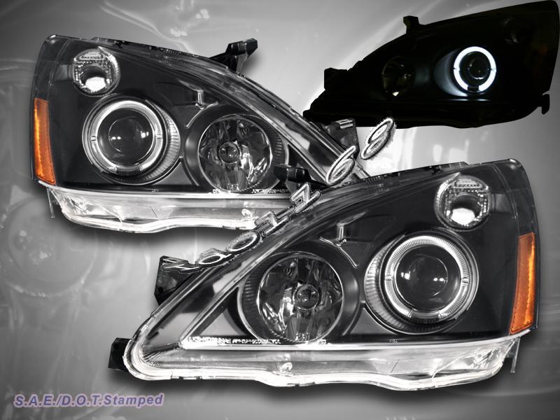 03-07 honda accord black housing projector halo headlights 2003-2007