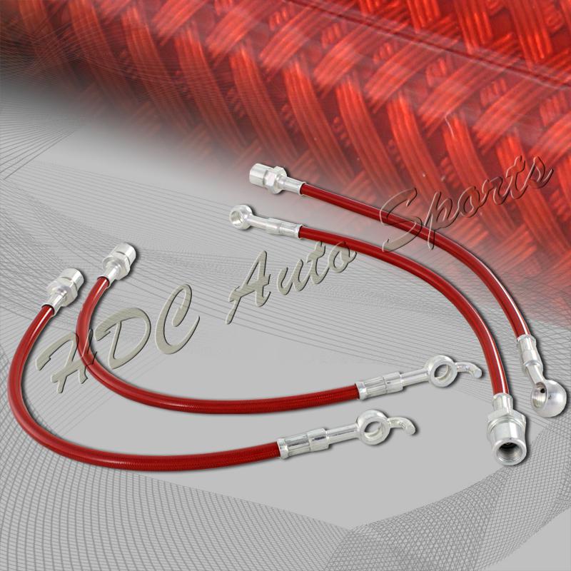 01-05 lexus is300 altezza x10 front + rear stainless steel brake line hose - red