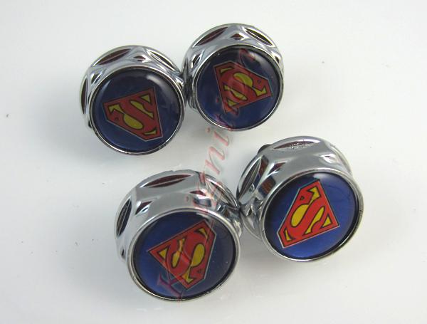 4 universal metal license plate bolts screws superman  fits for most vehicles