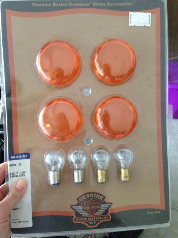 Harley davidson multifit bullet lens cover with bulbs (stock)