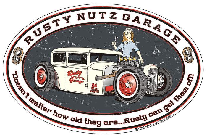 Rusty nutz metal sign  doesn't  matter how old they are rusty can get them off