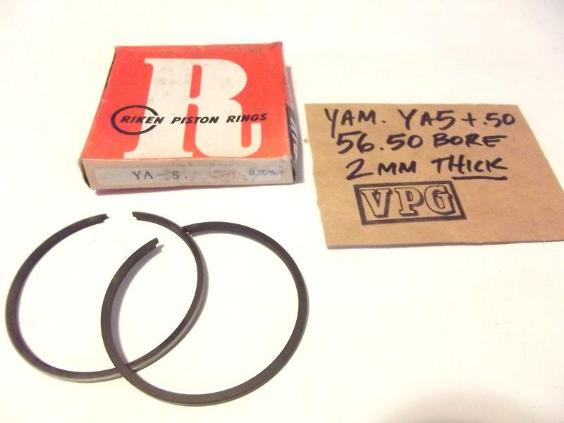 Yamaha ya5 ya6 125cc piston ring  +.50mm os 56.50mm 2mm thick nos riken