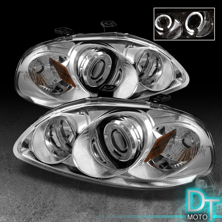 96-98 honda civic 2/3/4dr dual halo projector headlights lights lamps left+right