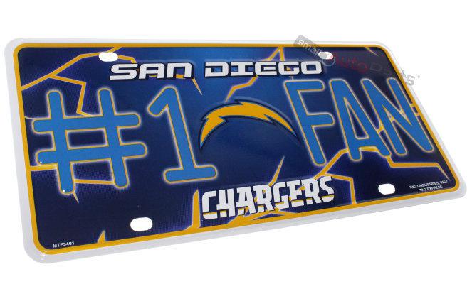 San diego chargers nfl #1 fan license plate aluminum metal car truck tag