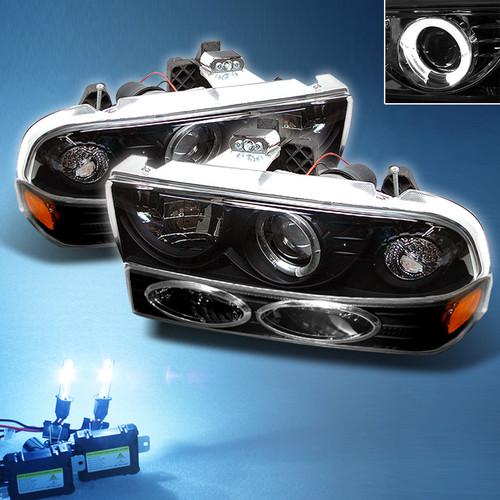 8000k slim xenon hid+ black 98-04 s10 blazer halo projector headlights+bumper