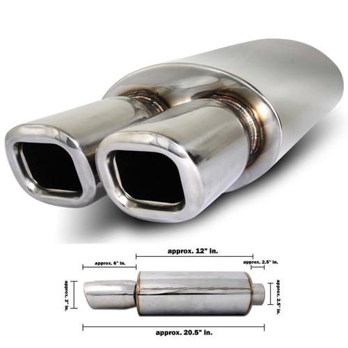 Remus style chrome 3" dual tip 2.5" inlet weldon muffler 1