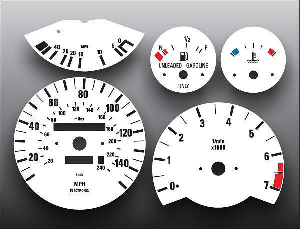 1984-1991 e30 bmw 3 series m3 325 325e 325i instrument cluster white face gauges