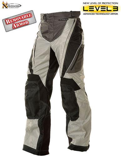 Xelement mens advanced black and silver tri-tex fabric motorcycle pants with le