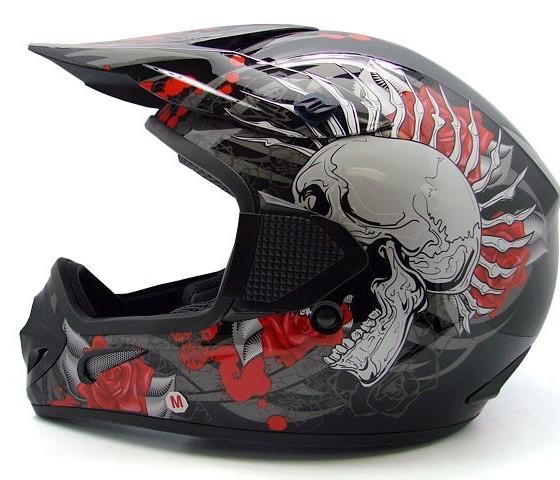 Black rose skull dirt bike  motocross helmet mx gear~l