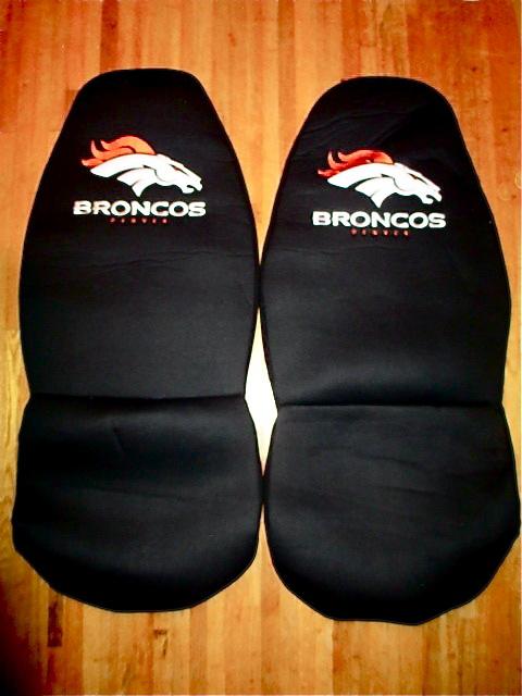 Denver broncos nfl football auto car truck seat covers black stretchy universal