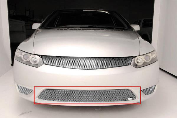 2006-2008 honda civic grillcraft lower 1pc silvr grille insert mx grill hon1144s