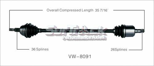 Surtrack perf axles vw-8091 cv half-shaft assembly-new cv axle shaft