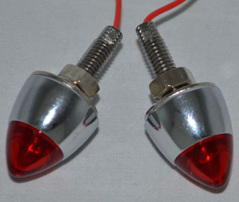 2 chrome "red" led motorcycle license plate frame bolts - lic fastener screws