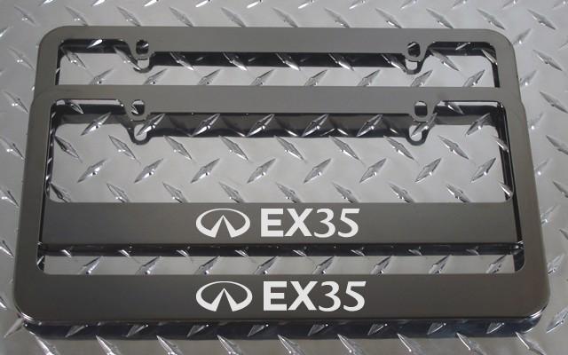 2 brand new infiniti ex35 gunmetal license plate frame + screw caps