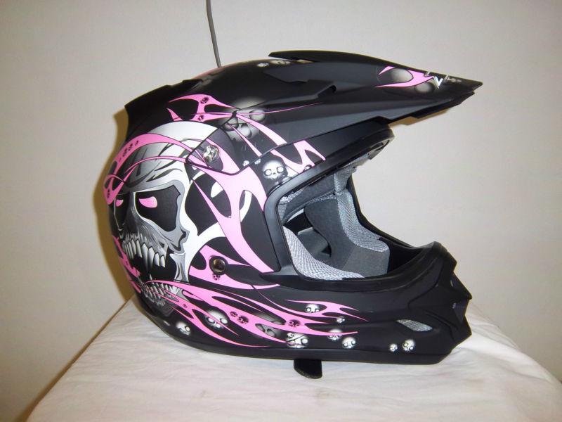 Atv motocross afx fx-18 skull helmet pink/black size x xlarge 0110-1564