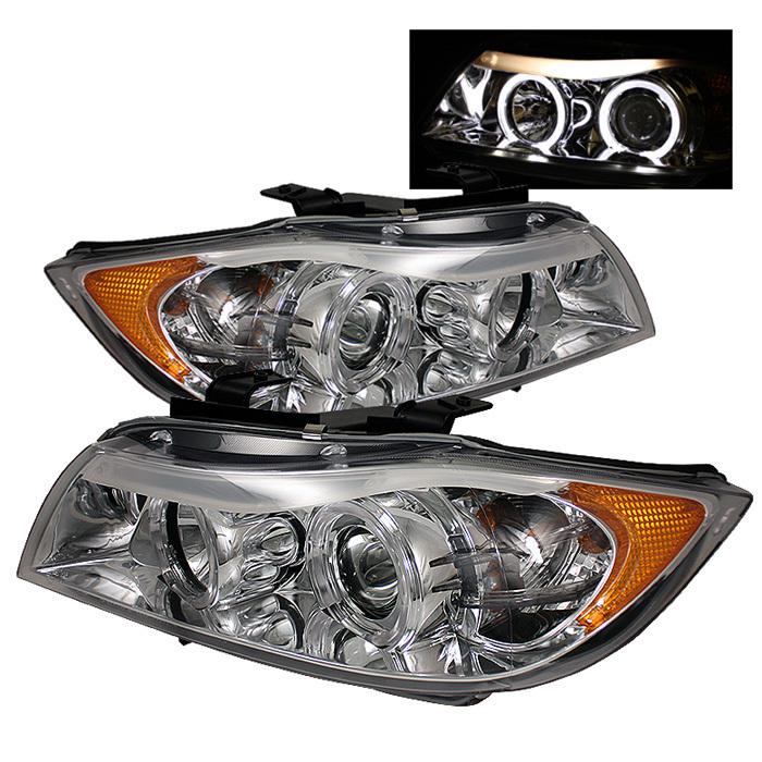 Spyder bmw e90 3-series 06-08 4dr projector headlights - led halo - amber